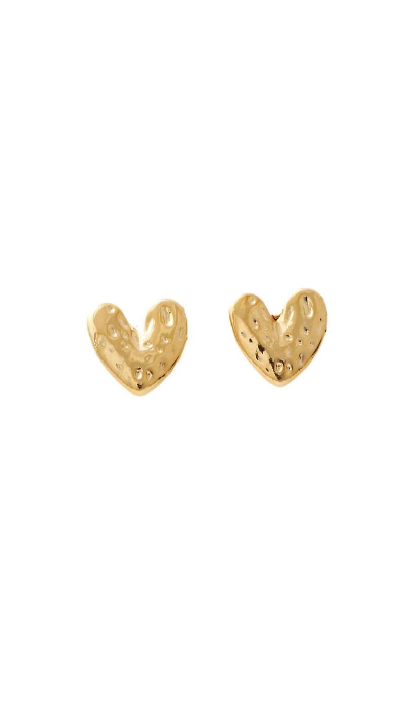 Topo Corazón Martillado/ En Baño de oro 24k. Marca Brazz By Roel.