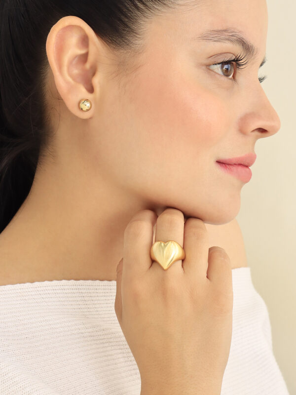 Anillo Corazón/ En Baño De Oro 24k. Marca Brazz By Roel.