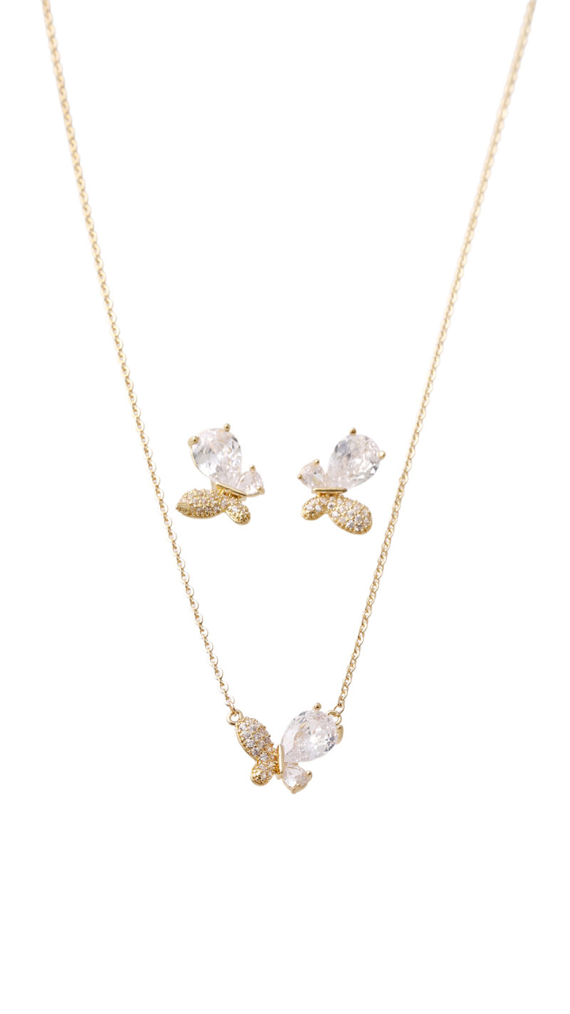 Juego Dama Mariposa/ En Baño De Oro 24k. Marca Brazz By Roel.