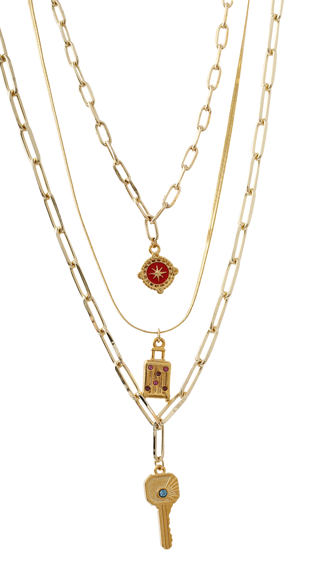 Collar Triple con Dijes Dorados - Imagen 2