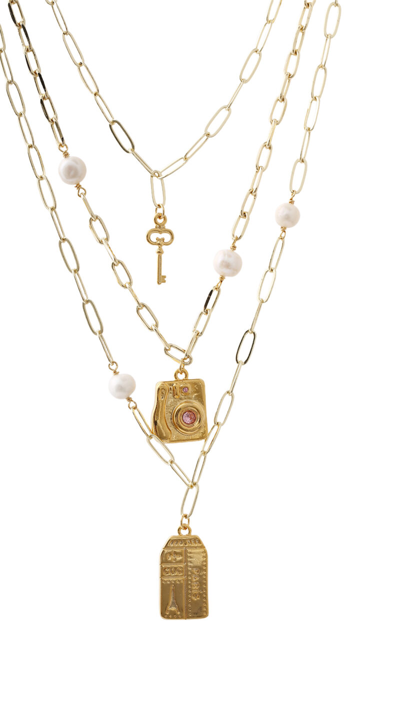Collar Triple con Dije de Cámara - Imagen 2