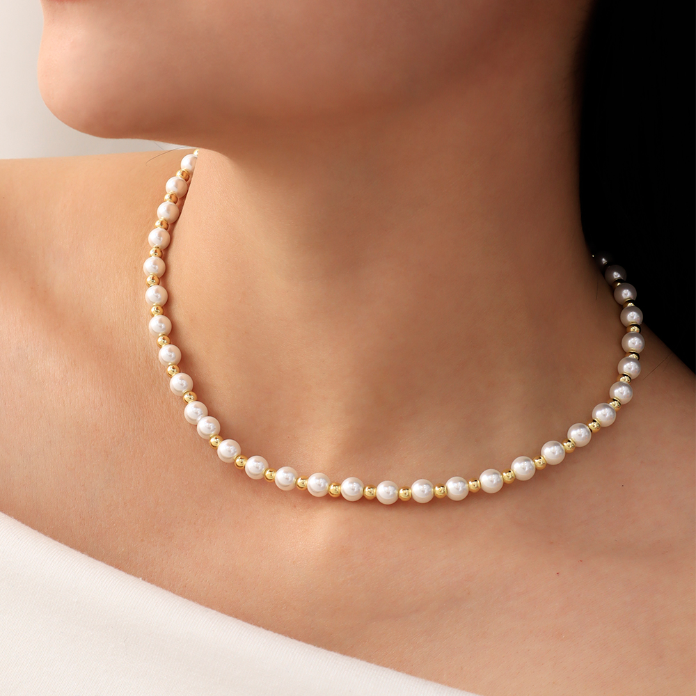 Gargantilla Perla/ En Baño De Oro 24k. Marca Brazz By Roel.