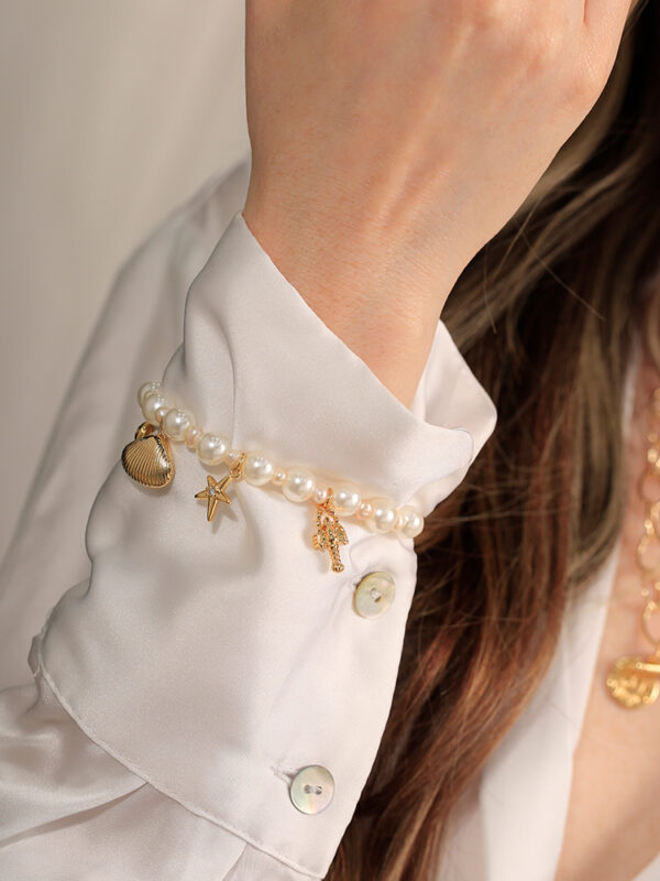 Pulsera Vibras Marinas/ En Baño De Oro 24k. Marca Brazz By Roel.
