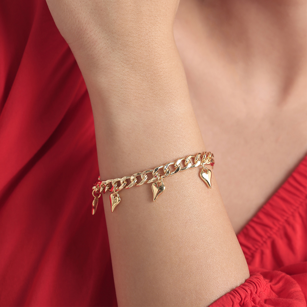 Pulsera Match Heart/ En Baño De Oro 24k. Marca Brazz By Roel.